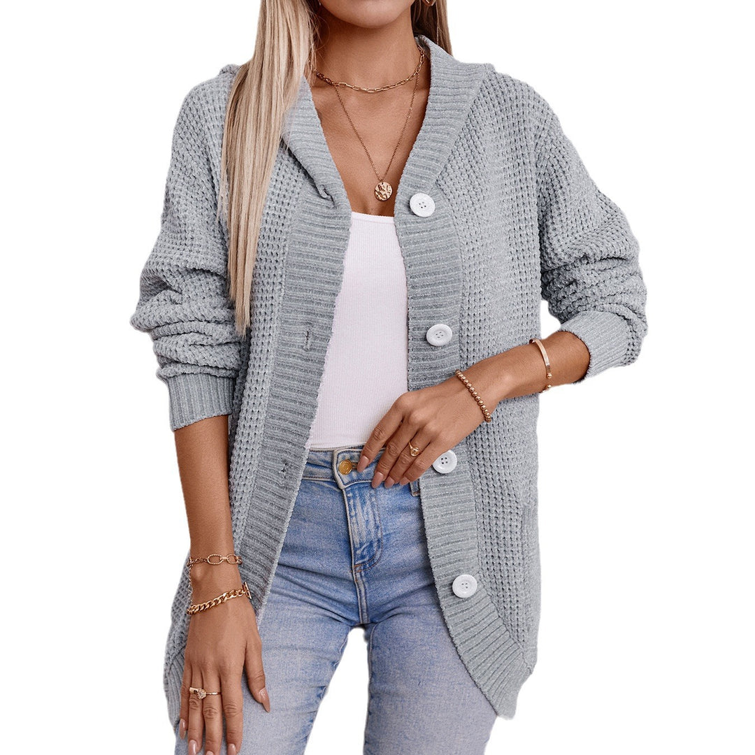 Damen lässiger Strickmantel mit Kapuze R&B