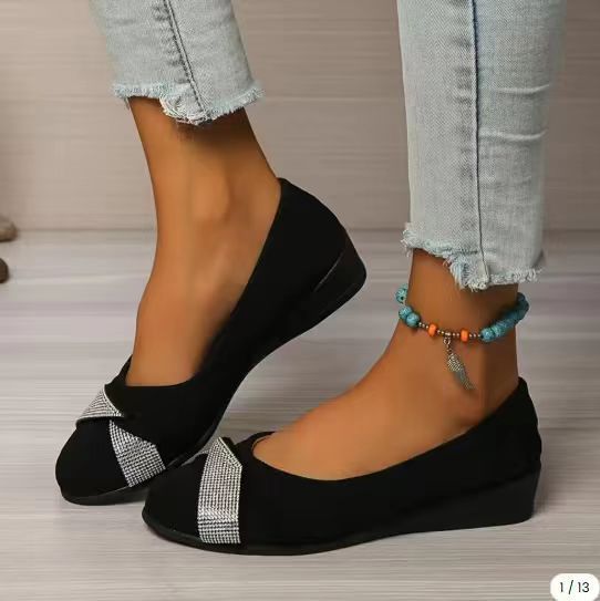 Damen Ballerinas mit glitzerndem Schleifendetail und komfortabler Fußbettgestaltung Heidi Mode