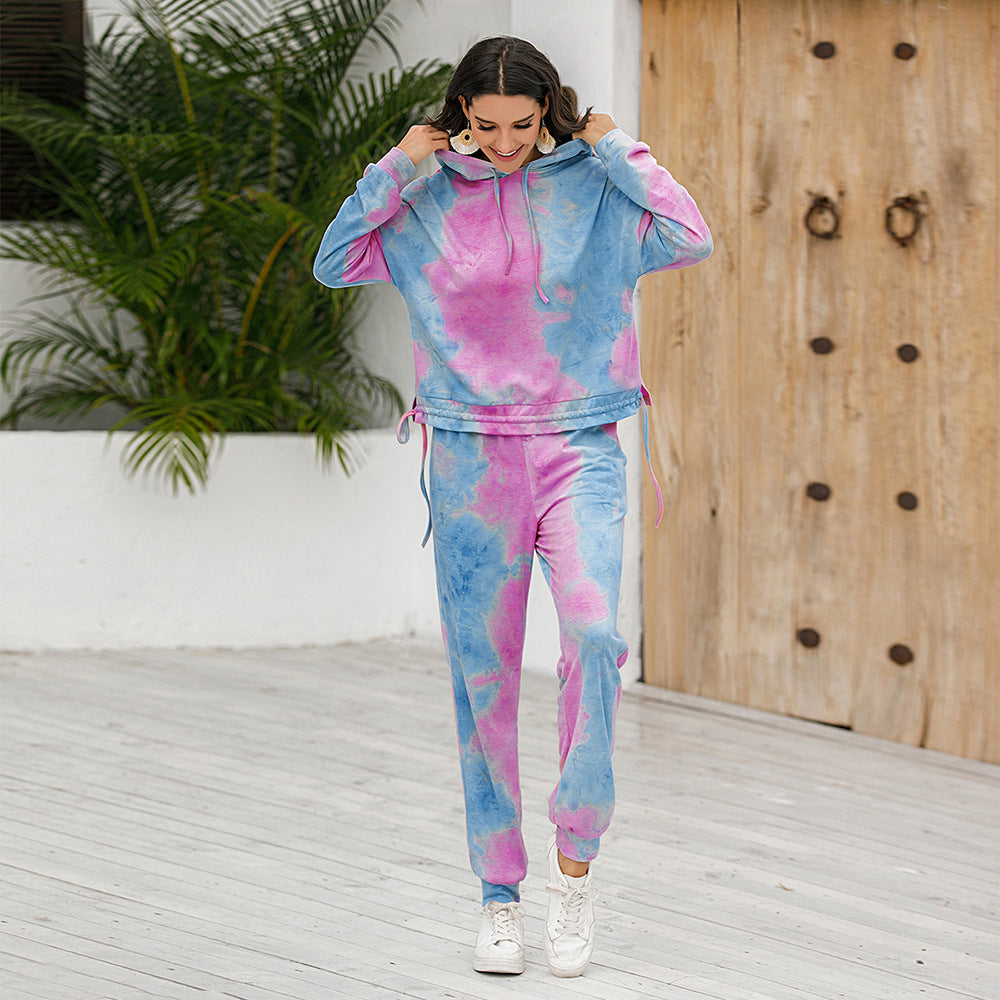 Damen lässiges Sweater-Set mit Kapuze und Kordelzug R&B