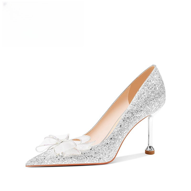 Damen Glamouröse Spitzen-Pumps mit glitzernden Akzenten und zierlichem Absatz R&B