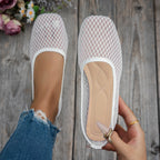 Damen atmungsaktive Slip-On Ballerinas mit flexiblem Netzdesign R&B