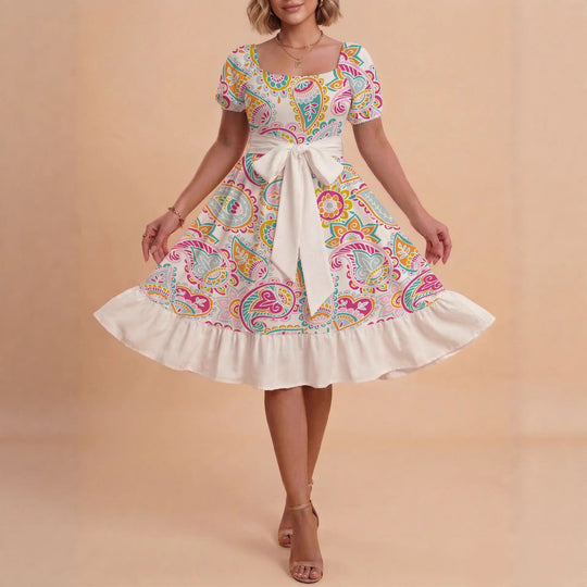 Damen Verspieltes Maxikleid mit Bärenmuster und taillierbarem Band R&B