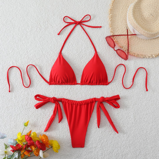 Damen Triangel-Bikini mit modischen Bindebändern R&B