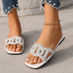 Damen Glitzernde Flip-Flops mit eleganter Riemenverzierung R&B