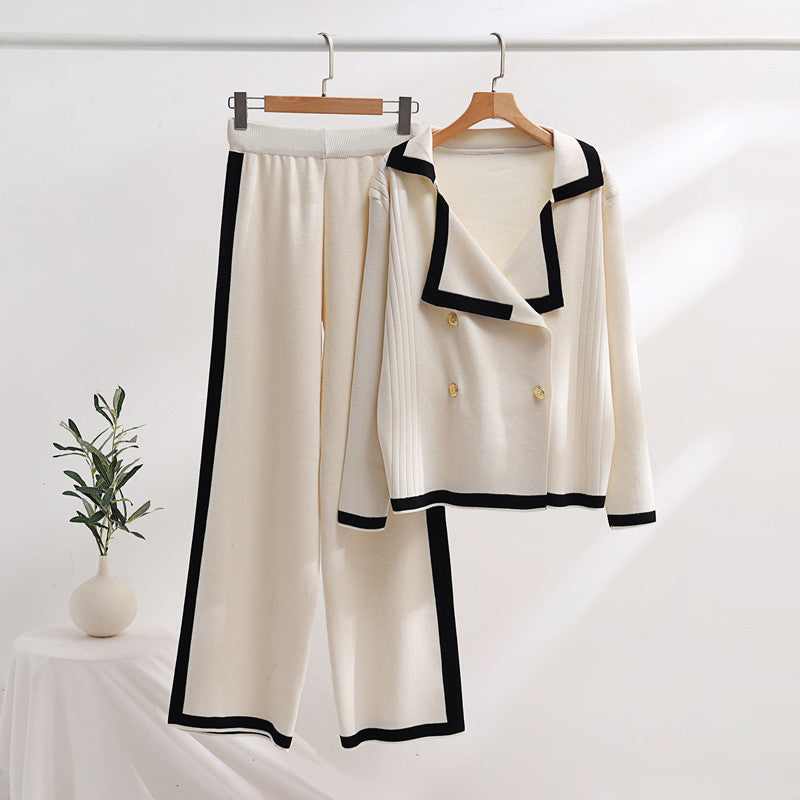 Damen elegantes Loungewear-Set mit Kontrastdetails R&B