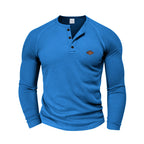 Herren Langarm-Henley-Shirt mit strukturiertem GewR&Be und Knopfleiste R&B
