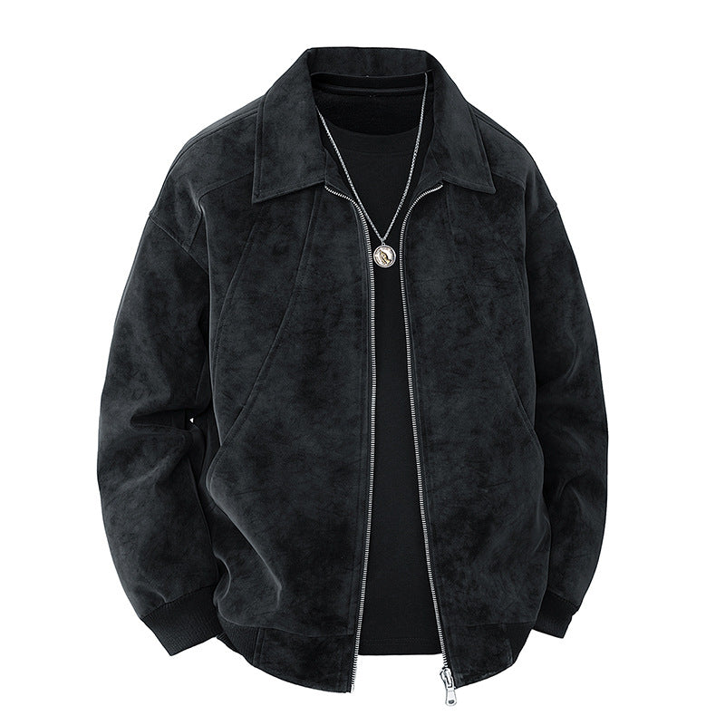 Herren elegante Wildlederjacke mit strukturiertem Schnitt R&B