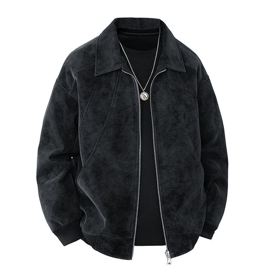 Herren elegante Wildlederjacke mit strukturiertem Schnitt R&B
