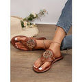 Damen Zehenstegsandalen mit dekorativem Metalldetail und rutschfester Sohle R&B