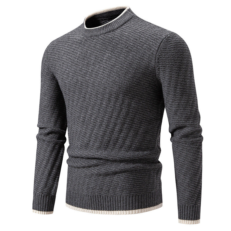 Herren strukturierter Pullover mit hochabschließendem Kragen R&B