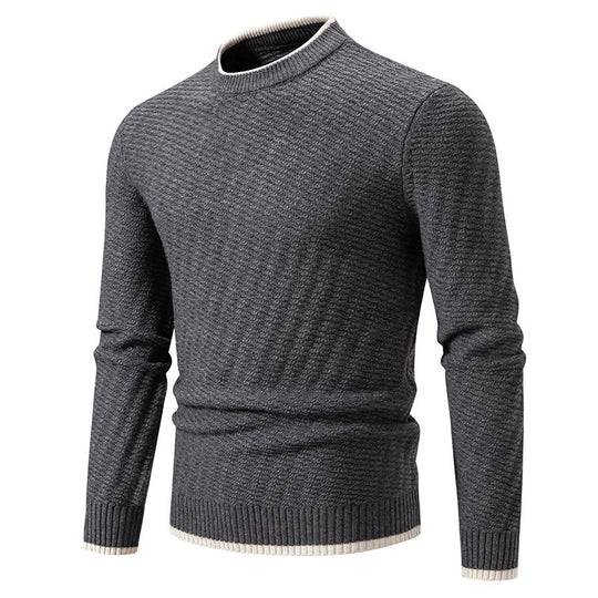 Herren strukturierter Pullover mit hochabschließendem Kragen R&B