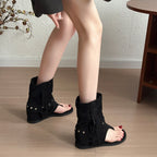 Damen Sandalen mit fransigem Design und modischem Absatz R&B