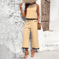 Damen Zweiteiliges Set mit Crop-Top und weitem Hosen R&B