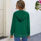 Damen Kapuzensweater mit Knopfleiste und tiefem Ausschnitt R&B