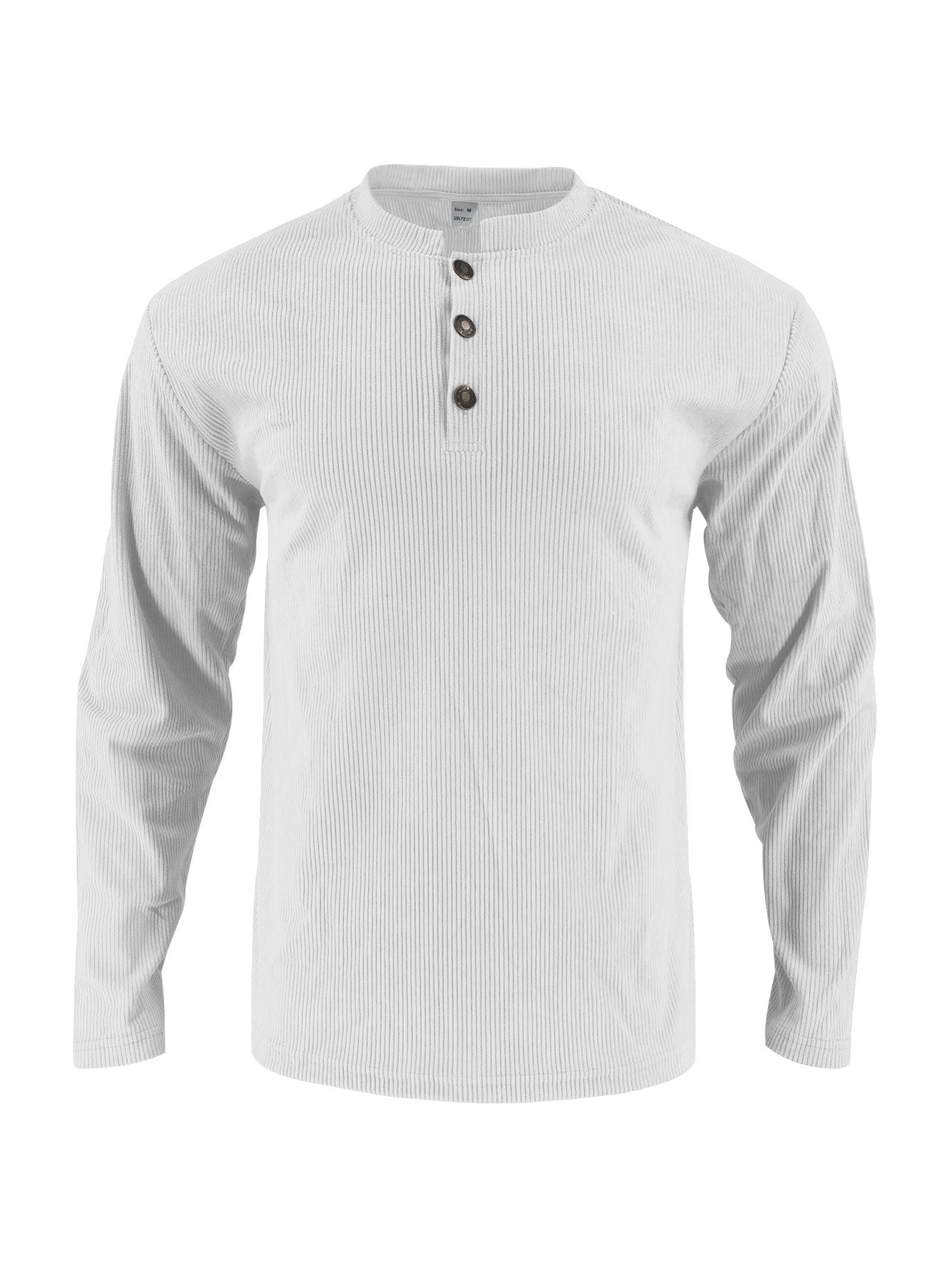 Herren Langarmshirt mit modischer Stehkragen und Knopfleiste R&B