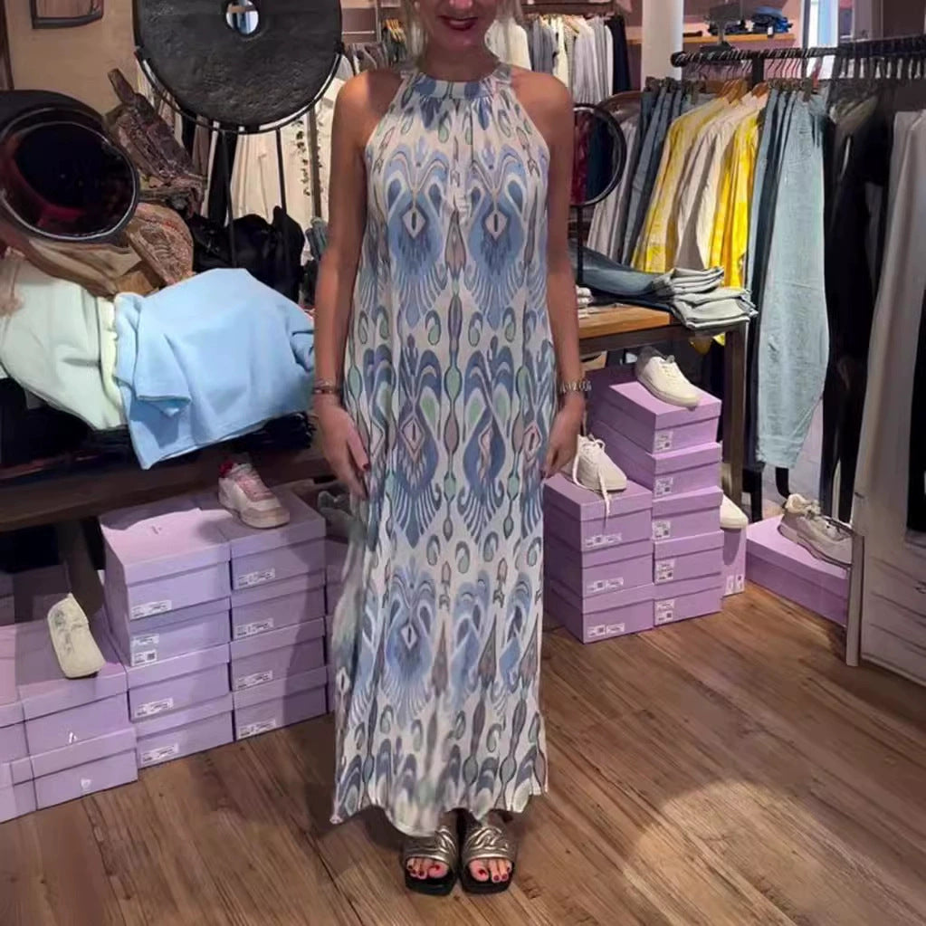 Damen Maxikleid mit raffinierter Wickeloptik und eleganter Musterung Heidi-Mode