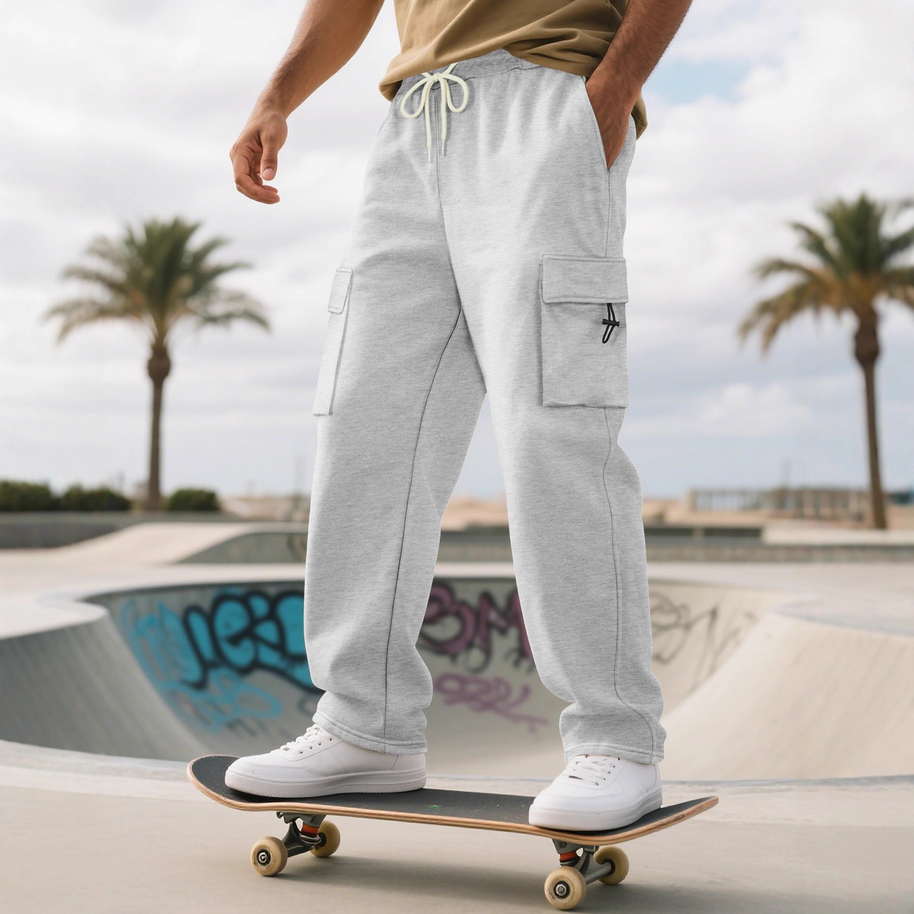 Herren Sportliche Cargo-Hose mit praktischen Taschen und elastischem Bund R&B