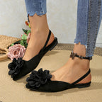 Damen Sling-Pumps mit dekorativer Blütenapplikation und weichem Veloursstoff R&B
