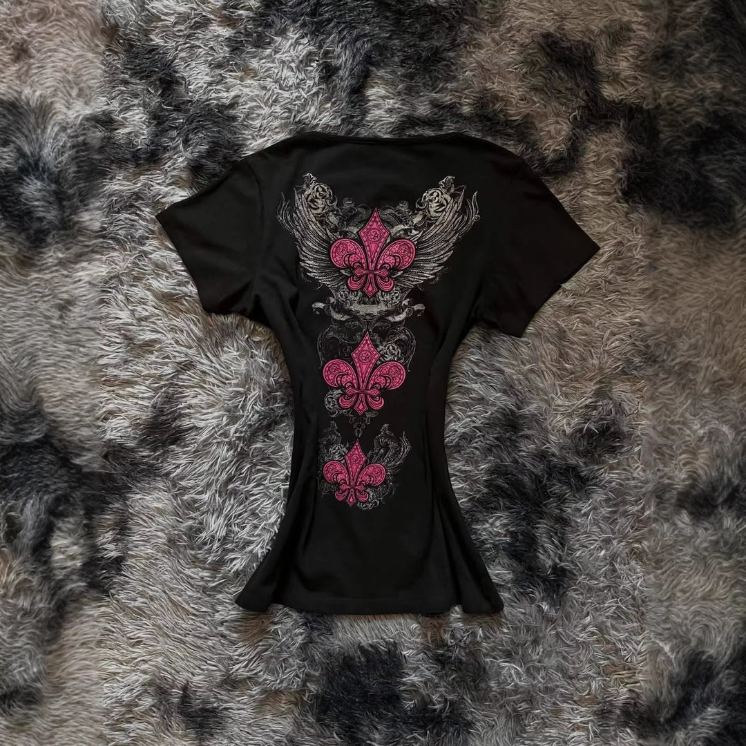 Damen T-Shirt mit einzigartigem floralem Design R&B
