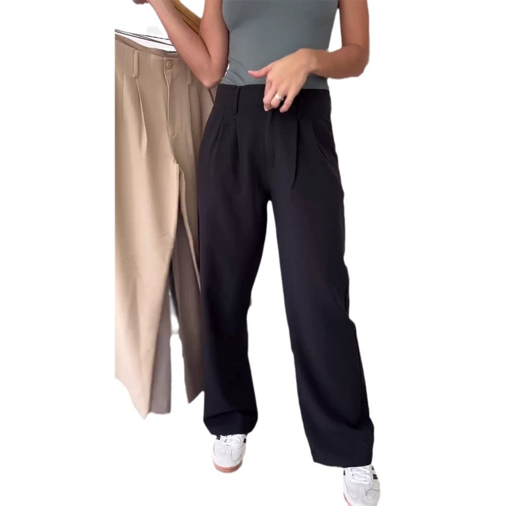Damen Elegante weite Hose mit hochgeschnittenem Bund und abgepasstem Schnitt Heidi-Mode