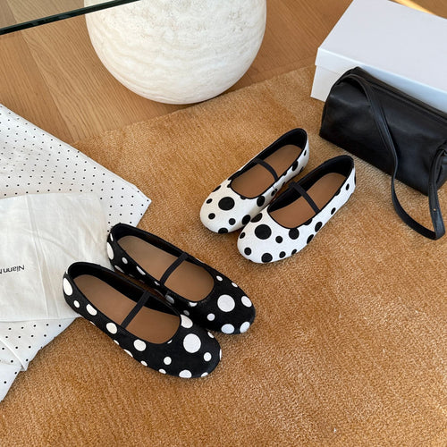 Damen Ballerinas mit illustriertem Punktmuster und elastischem Riemchen R&B