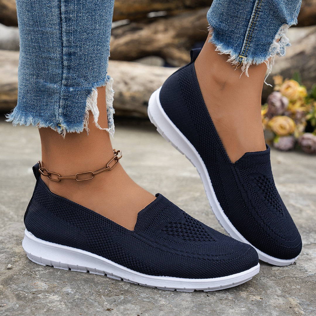 Damen Atmungsaktive Slip-On Freizeitschuhe mit komfortablem Absatz R&B