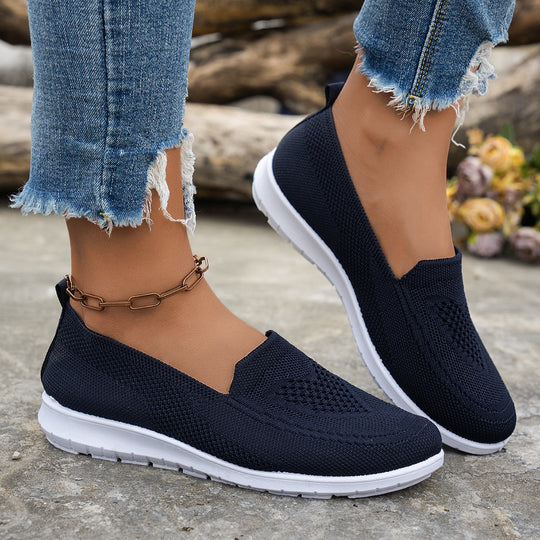 Damen Atmungsaktive Slip-On Freizeitschuhe mit komfortablem Absatz R&B
