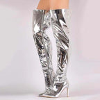 Damen Overknee Stiefel mit glänzender Oberfläche und elegantem Stiletto-Heel R&B