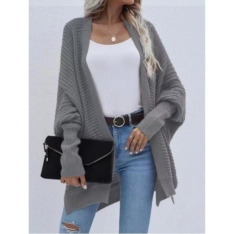 Damen luftige Strickjacke mit offenes Design und feiner Maschenstruktur R&B