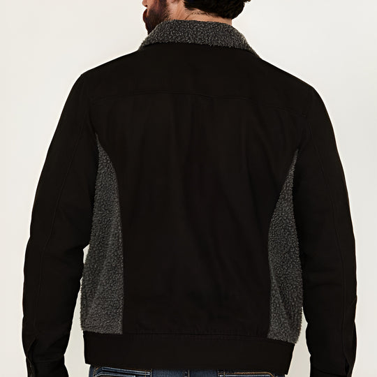 Herren lässige Fleece-Jacke mit strukturiertem Kragen R&B