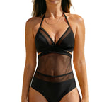 Damen Cut-Out Badeanzug mit Mesh-Einsätzen R&B