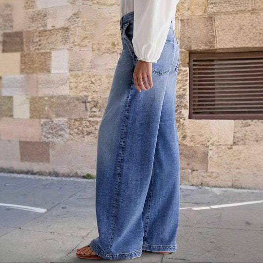 Damen Weit geschnittene Jeanshose im eleganten Stil R&B