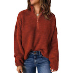Damen Strickpullover mit kurzem Reißverschluss R&B