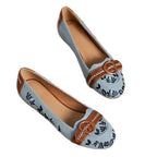 Damen Ballerina-Schuhe mit modischen Floral-Applikationen und eleganter Schnalle R&B