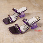 Damen moderne Sandalen mit transparentem Design und mittelschichtigem Blockabsatz