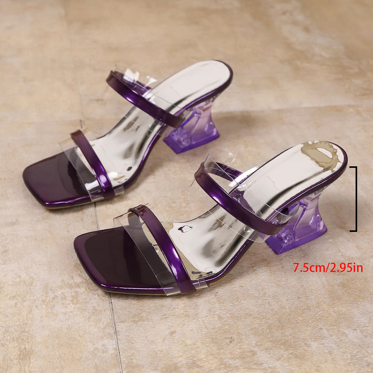 Damen moderne Sandalen mit transparentem Design und mittelschichtigem Blockabsatz