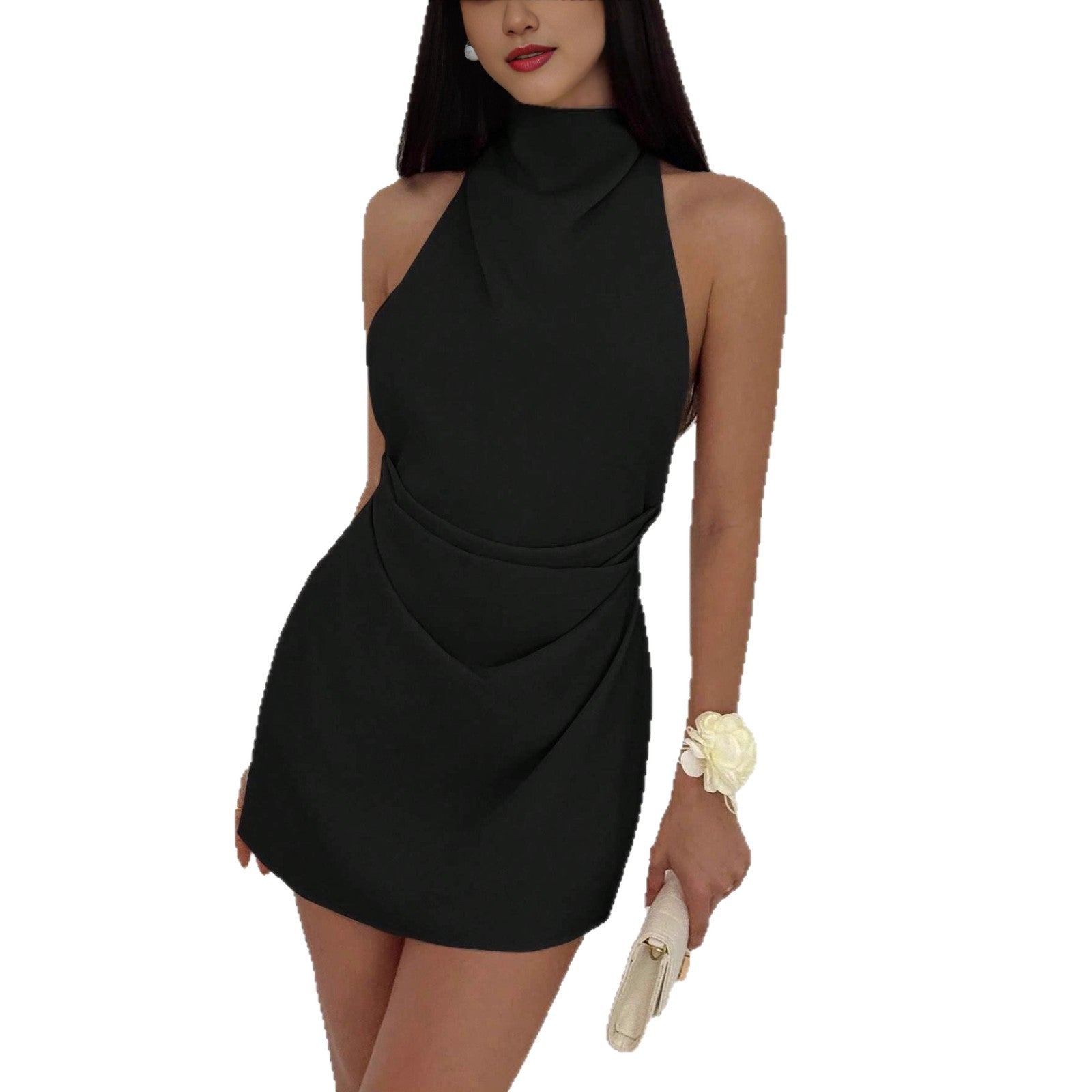 Damen Skaterkleid mit hohem Kragen und figurbetontem Schnitt R&B