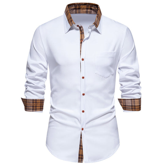 Herren Langarmhemd mit modernem Karokragen und hochwertiger Baumwollmischung R&B