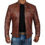 Herren Bikerjacke mit funktionalen Taschen und einzigartiger Steppung R&B