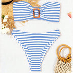 Damen Bandeau-Bikini mit modischem Ringdetail und hohem Beinausschnitt R&B