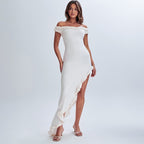 Damen Maxikleid mit seitlichem Schlitz und asymmetrischem Schnitt R&B