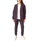 Damen lässige Oversized Sweatjacke mit Knöpfen R&B