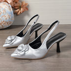 Damen Slingback-Pumps mit dekorativem Blumenapplikation R&B
