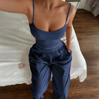 Damen Sportliches Zweiteiliges Set mit schmalem Oberteil und bequemen Hosen R&B