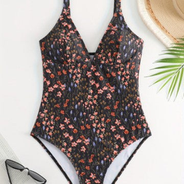 Damen eleganter und figurbetonter Badeanzug mit floralem Design R&B