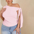 Damen asymmetrisches Top mit bindbarem Design R&B