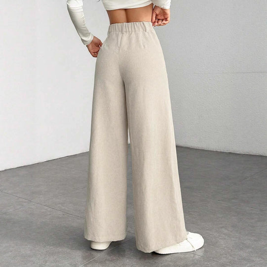 Damen weite Faltenhose mit hohem Bund R&B