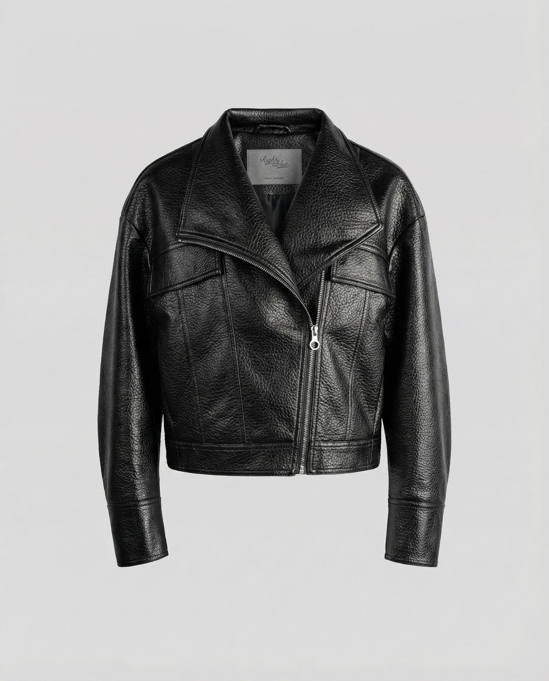 Schwarze Damen PU Lederjacke Kurz American Biker Look