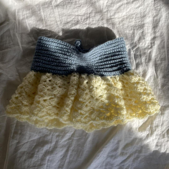 Damen gehäkeltes Bandeau-Oberteil mit voluminösem Saum R&B