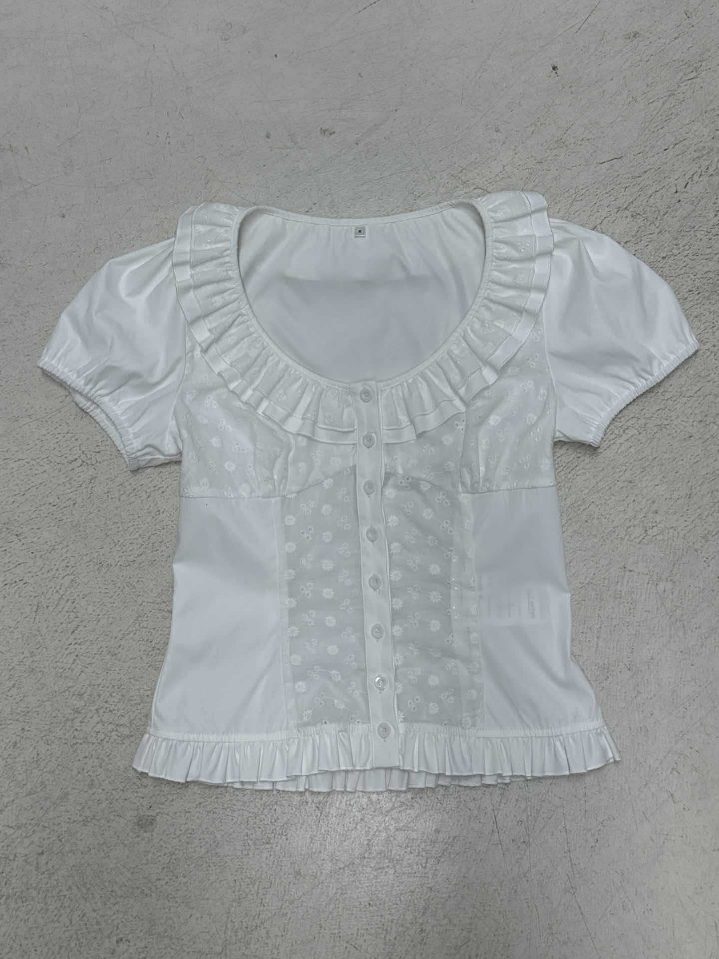 Damen Rüschenshirt mit floralem Design und voluminösen Ärmeln R&B